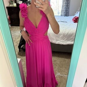 Camille La Vie Fuchsia Cutout Gown